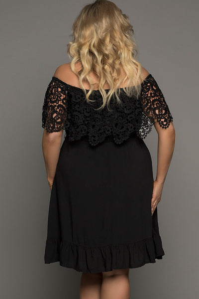 Black Lace Off-Shoulder Dress+