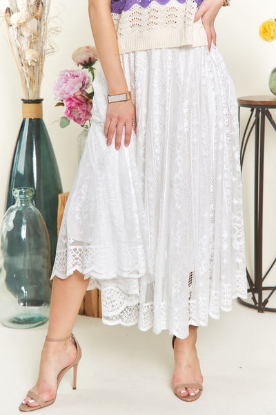 White Lace Midi Skirt
