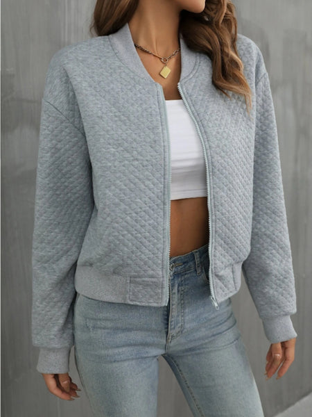 Quilted Zip Up Long Sleeve Jacket
