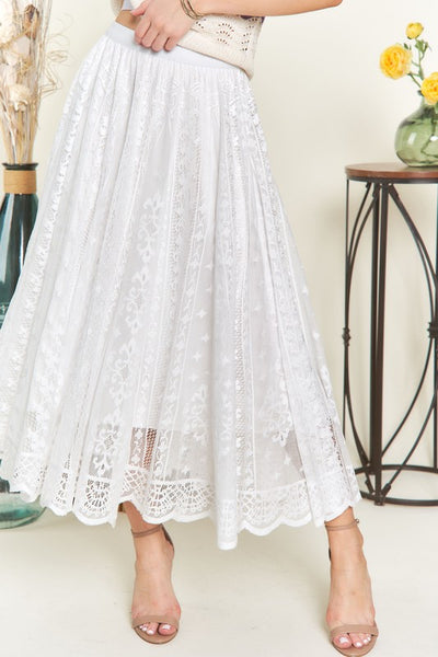 White Lace Midi Skirt