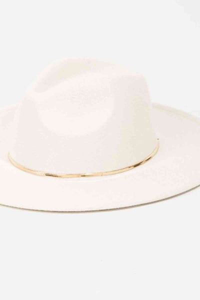 Ivory Herringbone Chain Fedora Hat