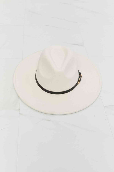 White Belted Fedora Hat