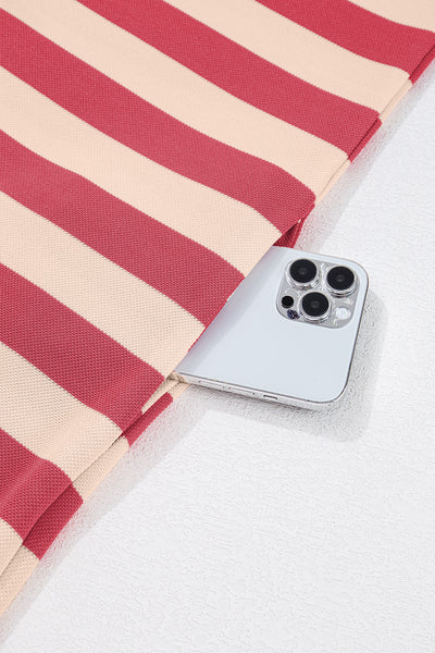 Striped Johnny Collar Long Sleeve Dress