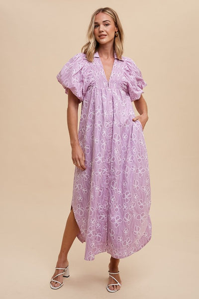 Orchid Smocked Puff Sleeve Dress