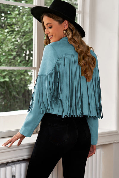 Fringe Trim Cropped Blazer