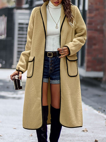 Open Front Teddy Bear Long Sleeve Coat