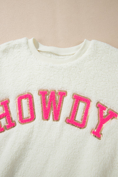HOWDY Patched Sherpa Sweatshirt