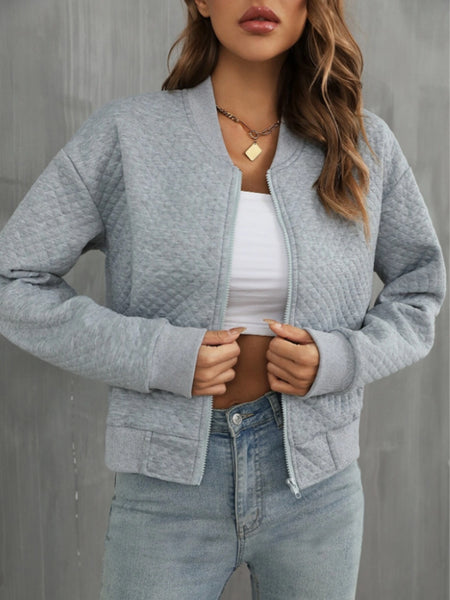 Quilted Zip Up Long Sleeve Jacket