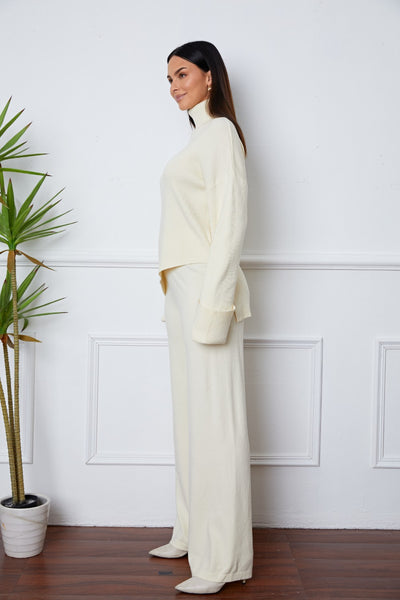 Turtleneck Dropped Shoulder Sweater Set