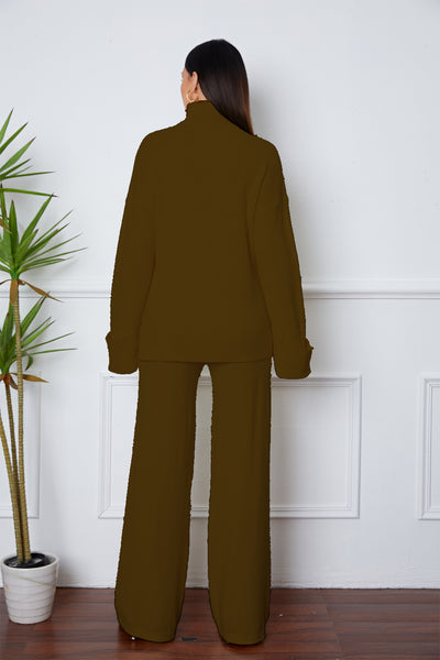 Turtleneck Dropped Shoulder Sweater Set