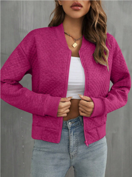 Quilted Zip Up Long Sleeve Jacket