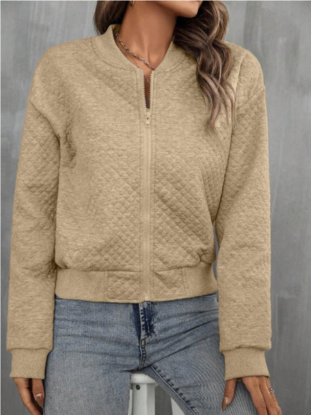 Quilted Zip Up Long Sleeve Jacket