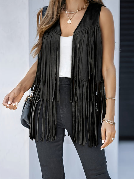 Fringe Open Front Vest
