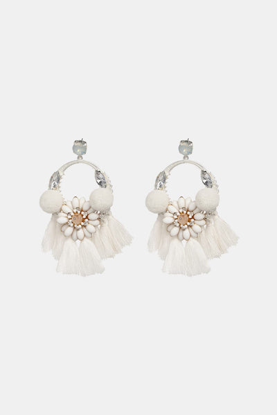 White Tassel Earrings