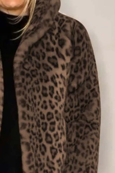 Leopard Furry Long Sleeve Coat
