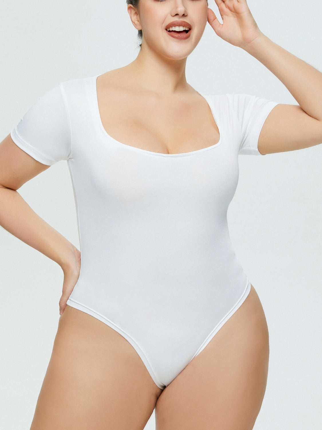Square Neck Short Sleeve Bodysuit+
