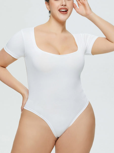 Square Neck Short Sleeve Bodysuit+