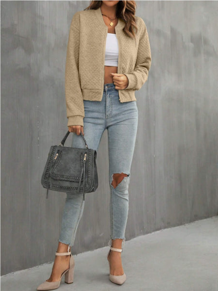 Quilted Zip Up Long Sleeve Jacket