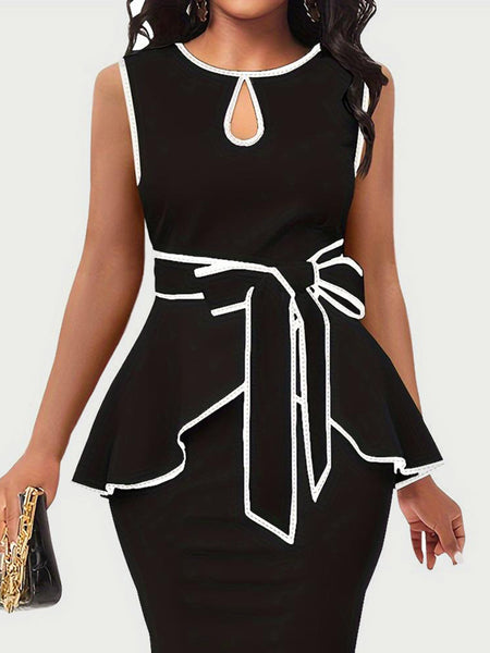 Black & White Peplum Dress+