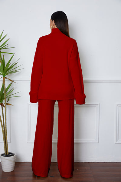 Turtleneck Dropped Shoulder Sweater Set