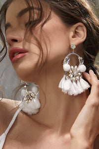 White Tassel Earrings