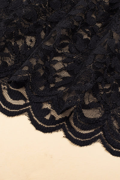 Black Lace Ruffled Midi Dress