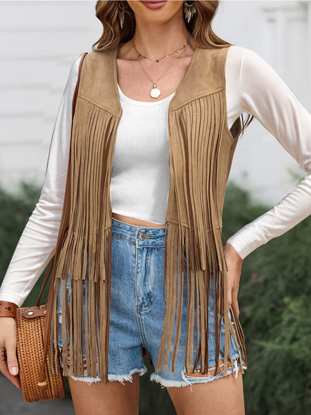 Fringe Open Front Vest