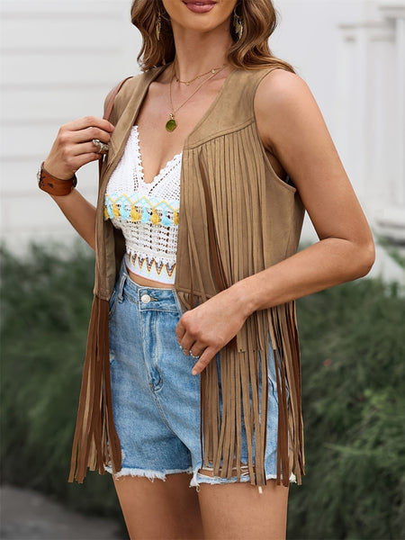 Fringe Open Front Vest