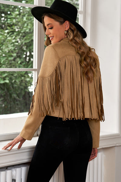 Fringe Trim Cropped Blazer