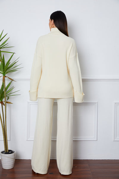 Turtleneck Dropped Shoulder Sweater Set