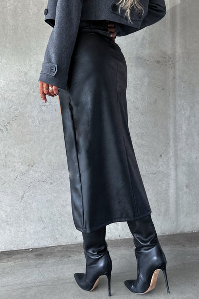 High Slit Midi Skirt with Pockets