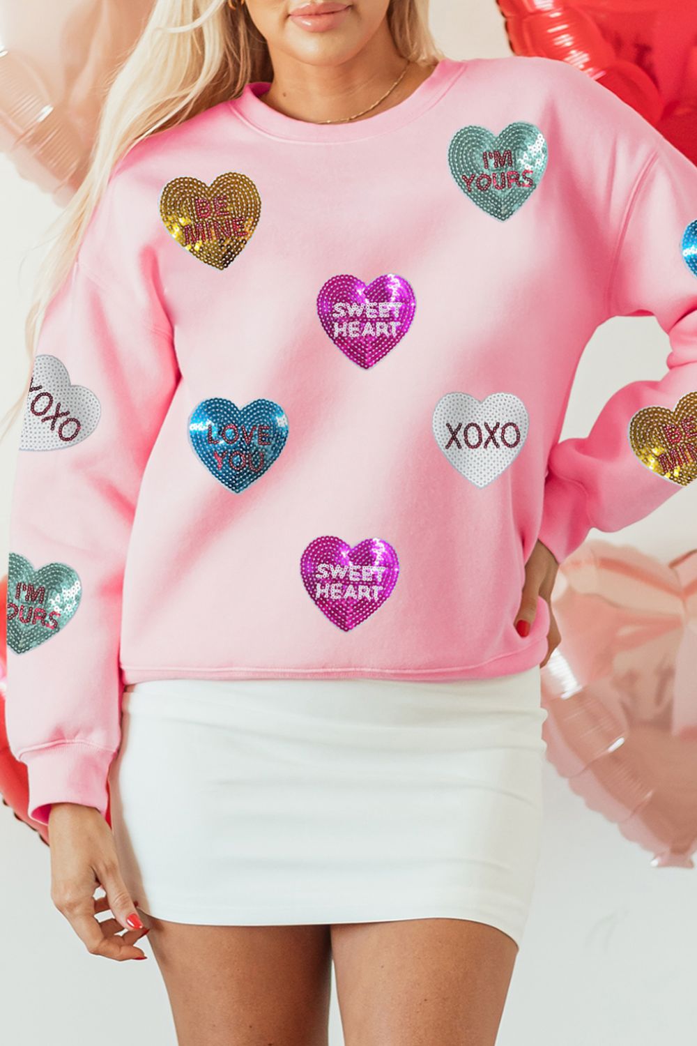 Sequins Conversation Heart Sweatshirt