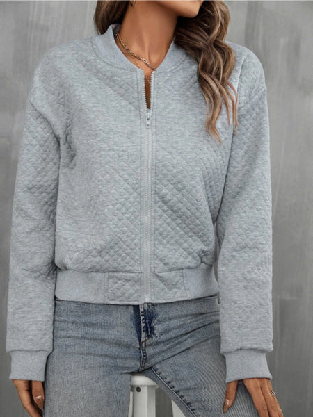 Quilted Zip Up Long Sleeve Jacket