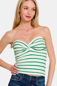 Striped Sweetheart Neck Tube Top
