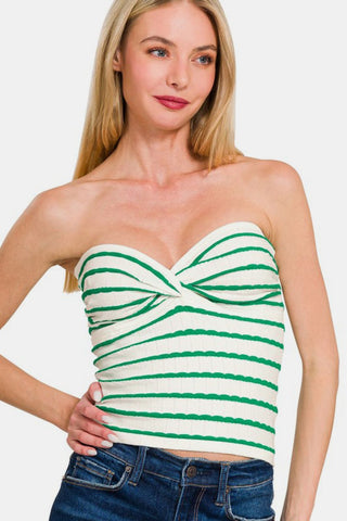 Striped Sweetheart Neck Tube Top