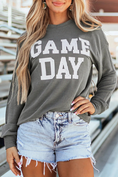 GAME DAY Round Neck Long Sleeve Top
