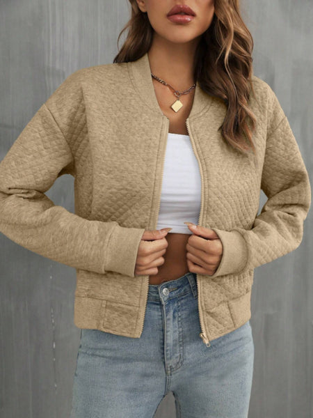 Quilted Zip Up Long Sleeve Jacket