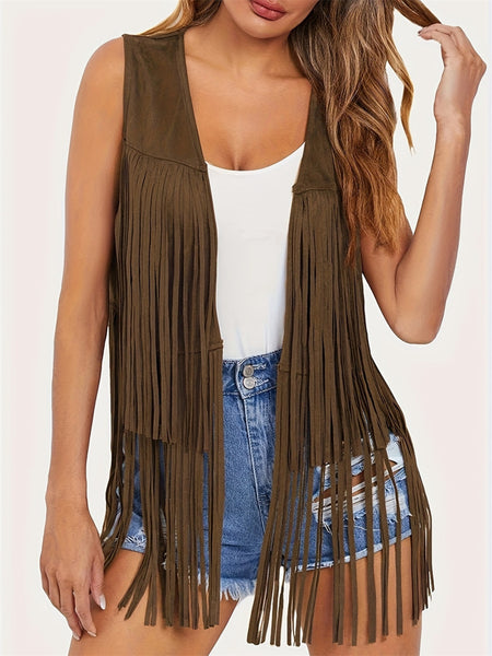 Fringe Open Front Vest