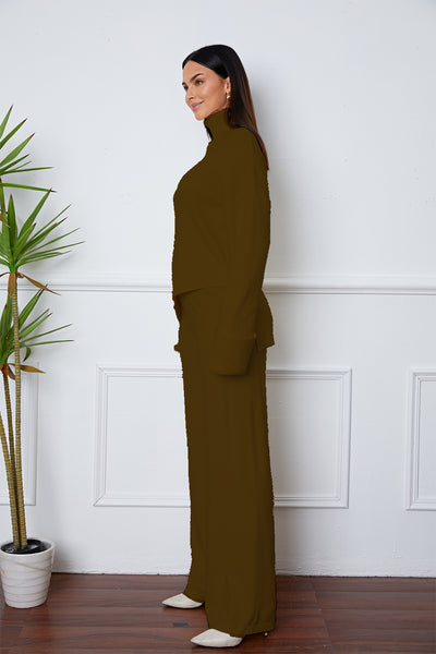 Turtleneck Dropped Shoulder Sweater Set