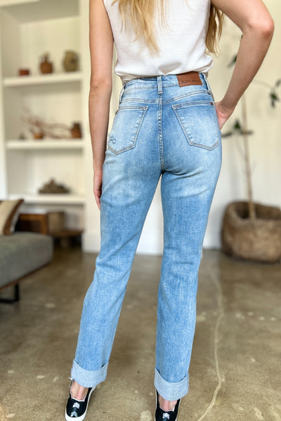 Distressed Leg Straight Jeans