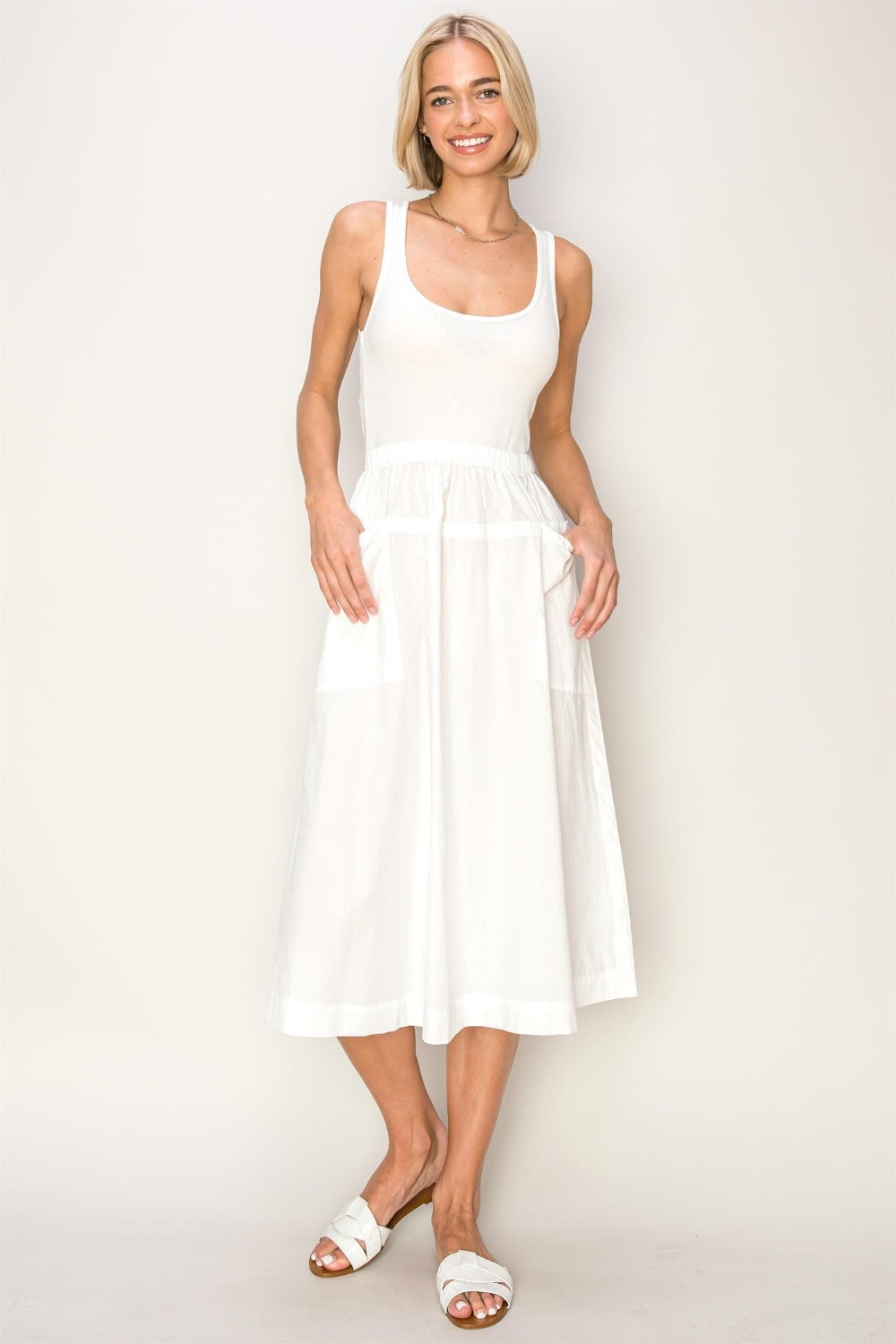 Off White Midi Tank Dress