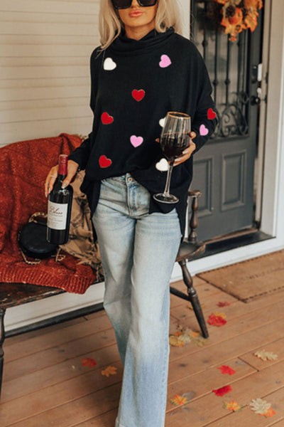 Patched Heart Turtleneck Top