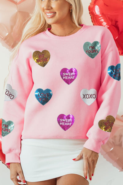 Sequins Conversation Heart Sweatshirt
