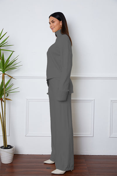 Turtleneck Dropped Shoulder Sweater Set
