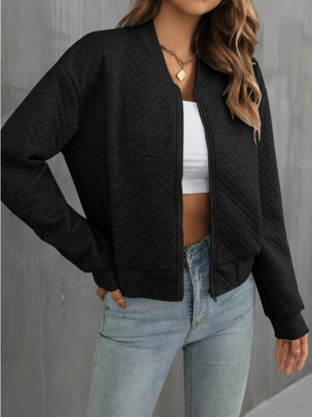 Quilted Zip Up Long Sleeve Jacket