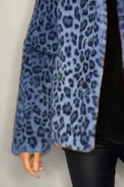Leopard Furry Long Sleeve Coat