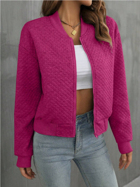 Quilted Zip Up Long Sleeve Jacket