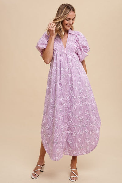 Orchid Smocked Puff Sleeve Dress