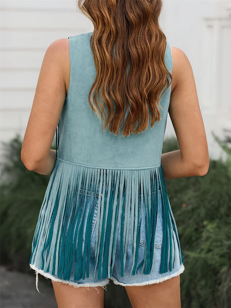 Fringe Open Front Vest