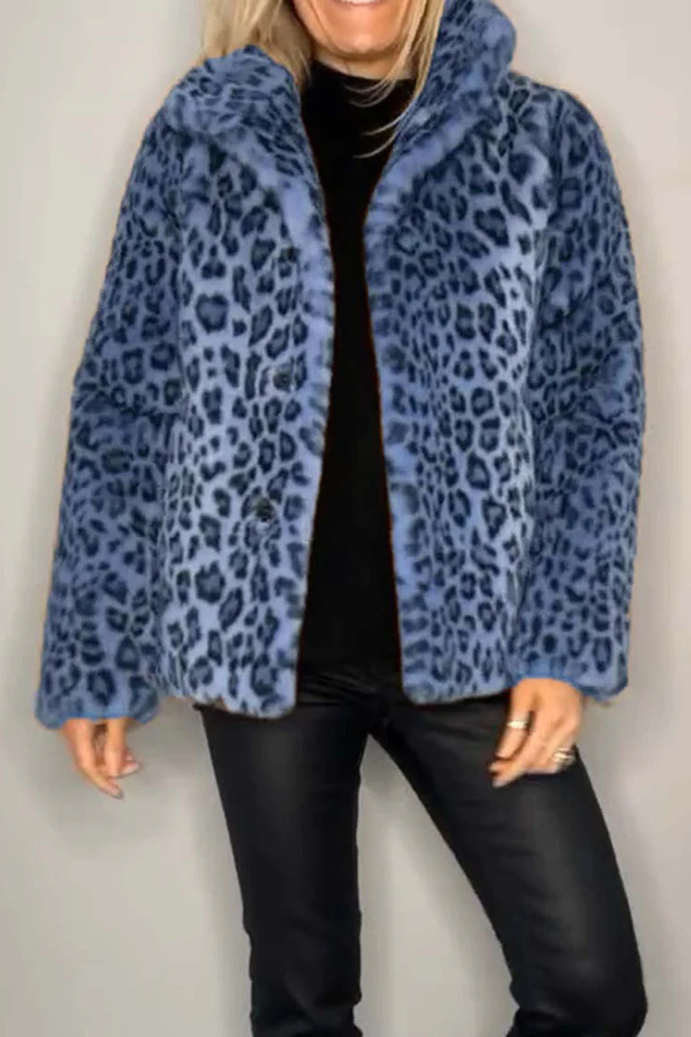 Leopard Furry Long Sleeve Coat